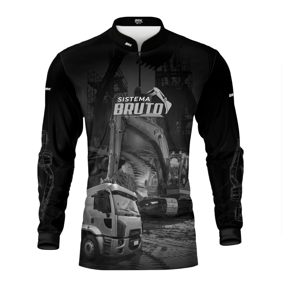 Kit Sistema é Bruto: Camisa Preto e Branco Caminhão Basculante + Botina CarameloAgro Brk