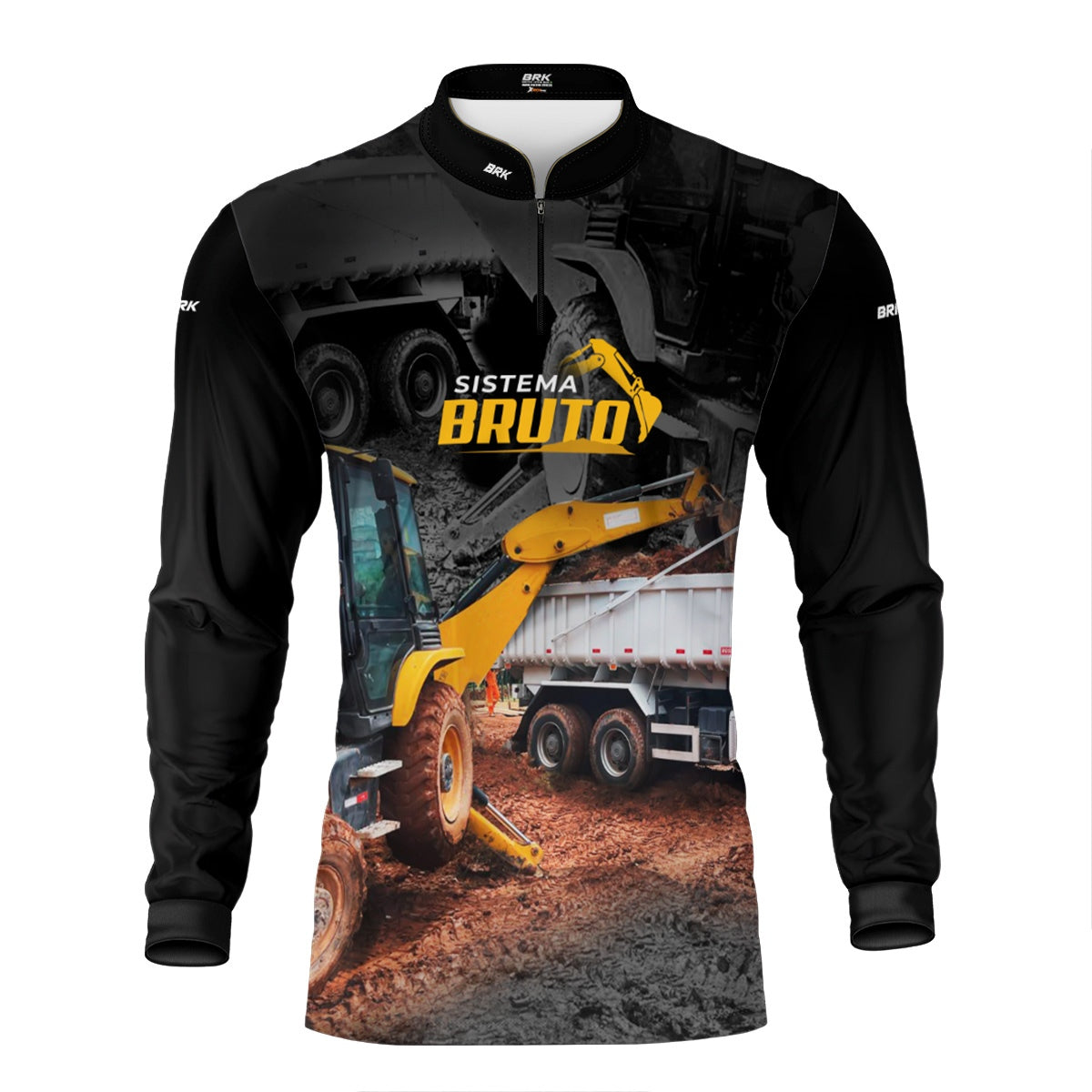 Kit Sistema é Bruto: Camisa Preta Terraplanagem + Botina Marrom Agro Brk
