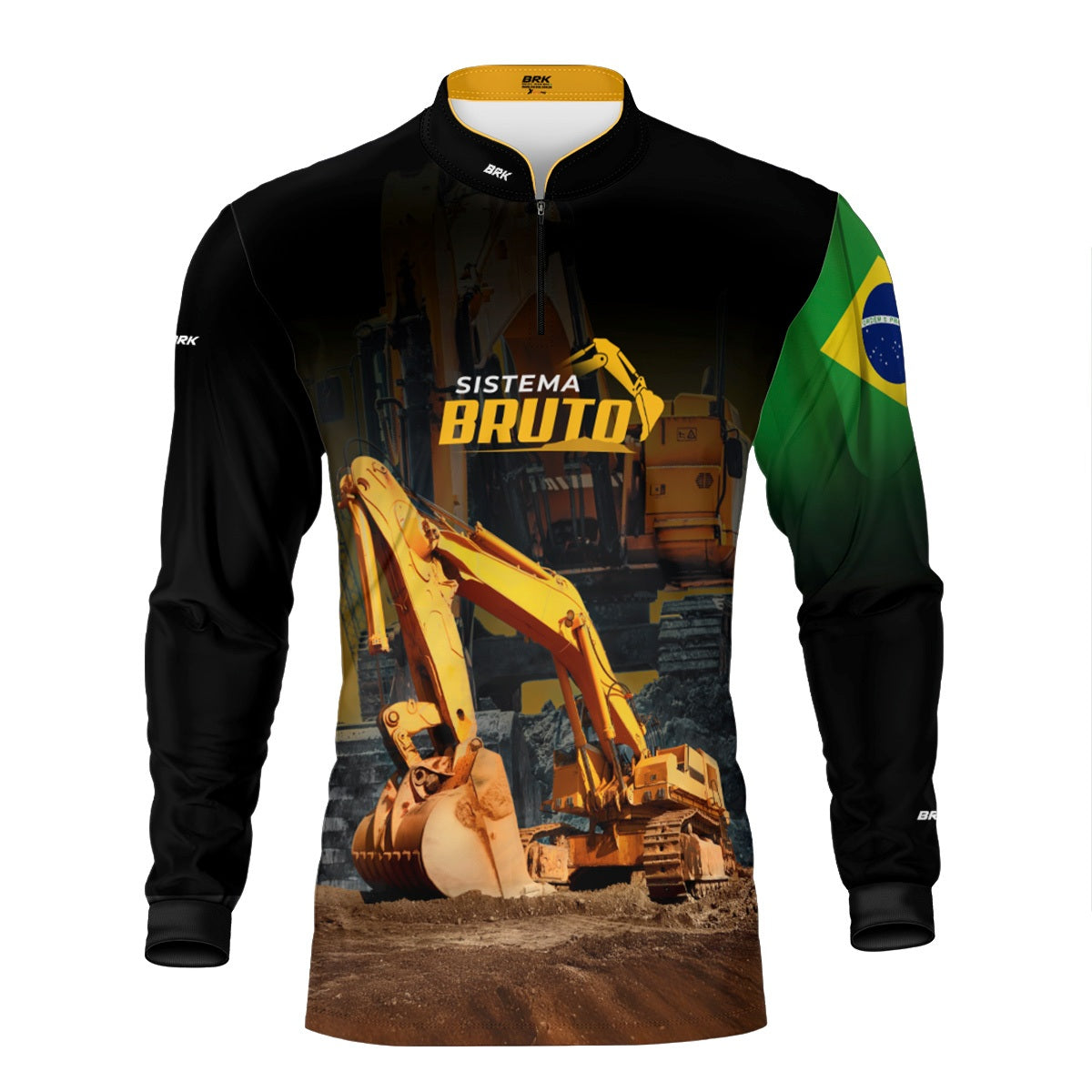 Kit Sistema é Bruto: Camisa Preta Escavadeira + Botina Caramelo Agro Brk