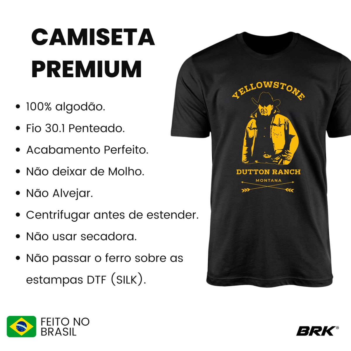 Camiseta Agro Brk John Dutton Yellowstone com Algodão Premium - Brk Agro