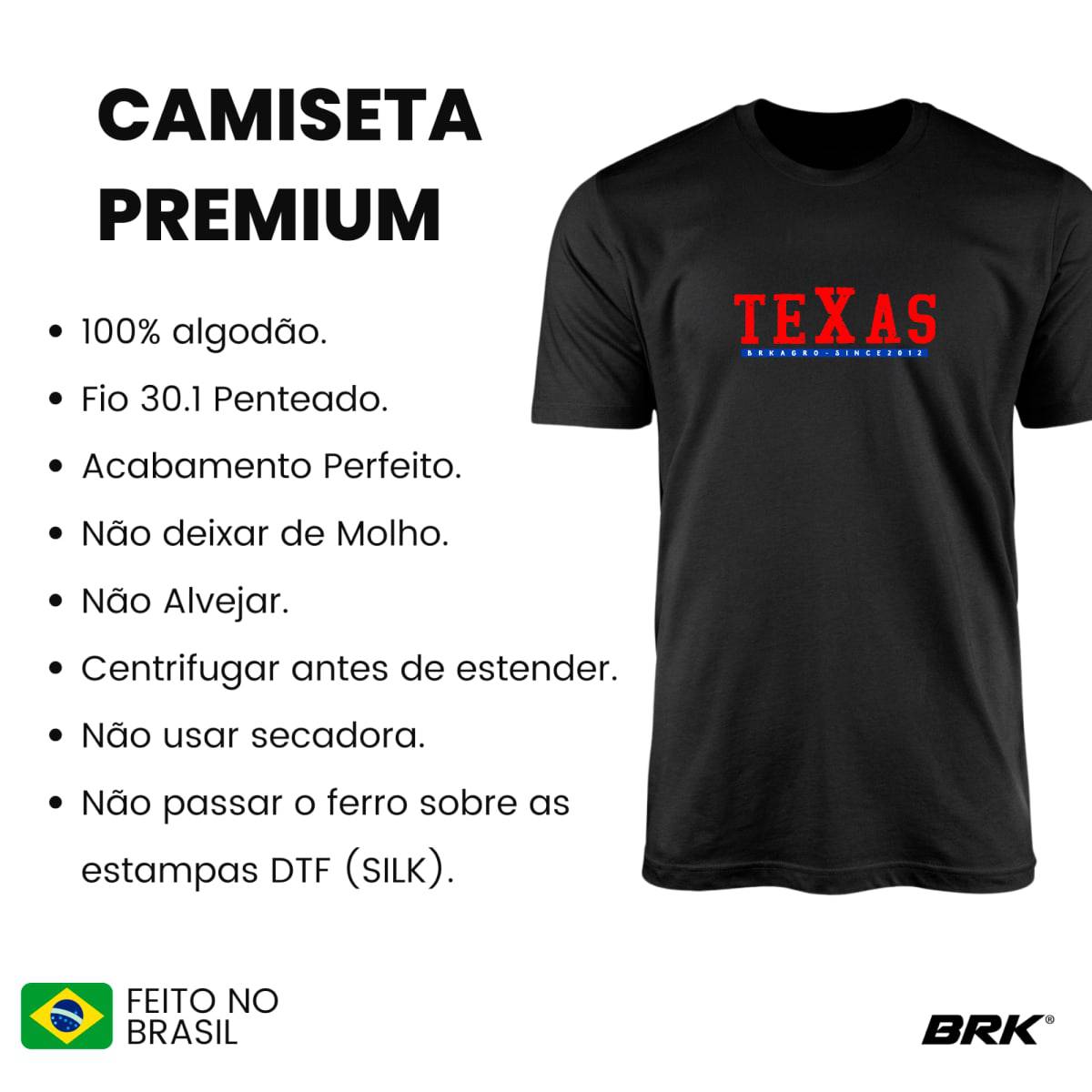 Camiseta Agro Brk Texas Preta com Algodão Premium - Brk Agro