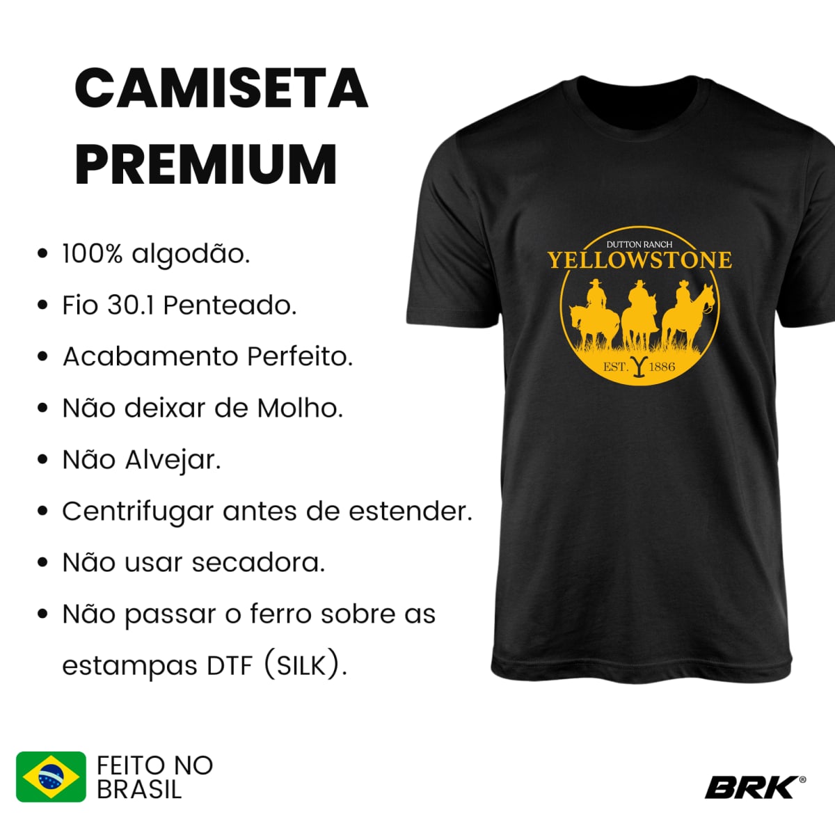 Camiseta Agro Brk Cavaleiros Yellowstone com Algodão Premium - Brk Agro