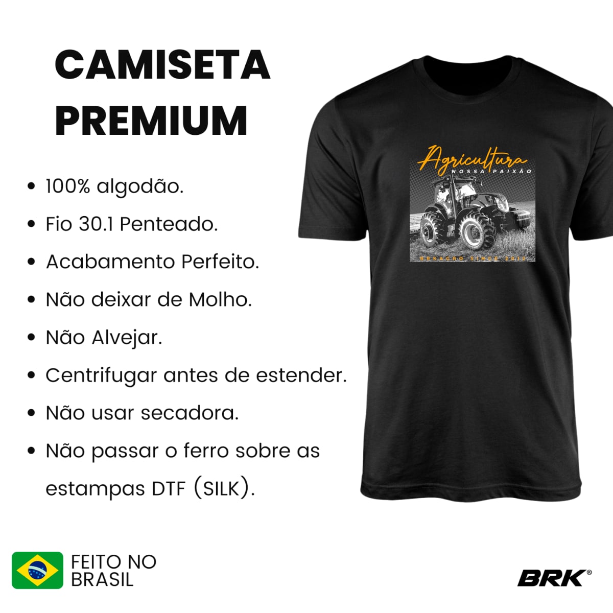 Camiseta Agro Brk Agricultura Algodão Premium - Brk Agro