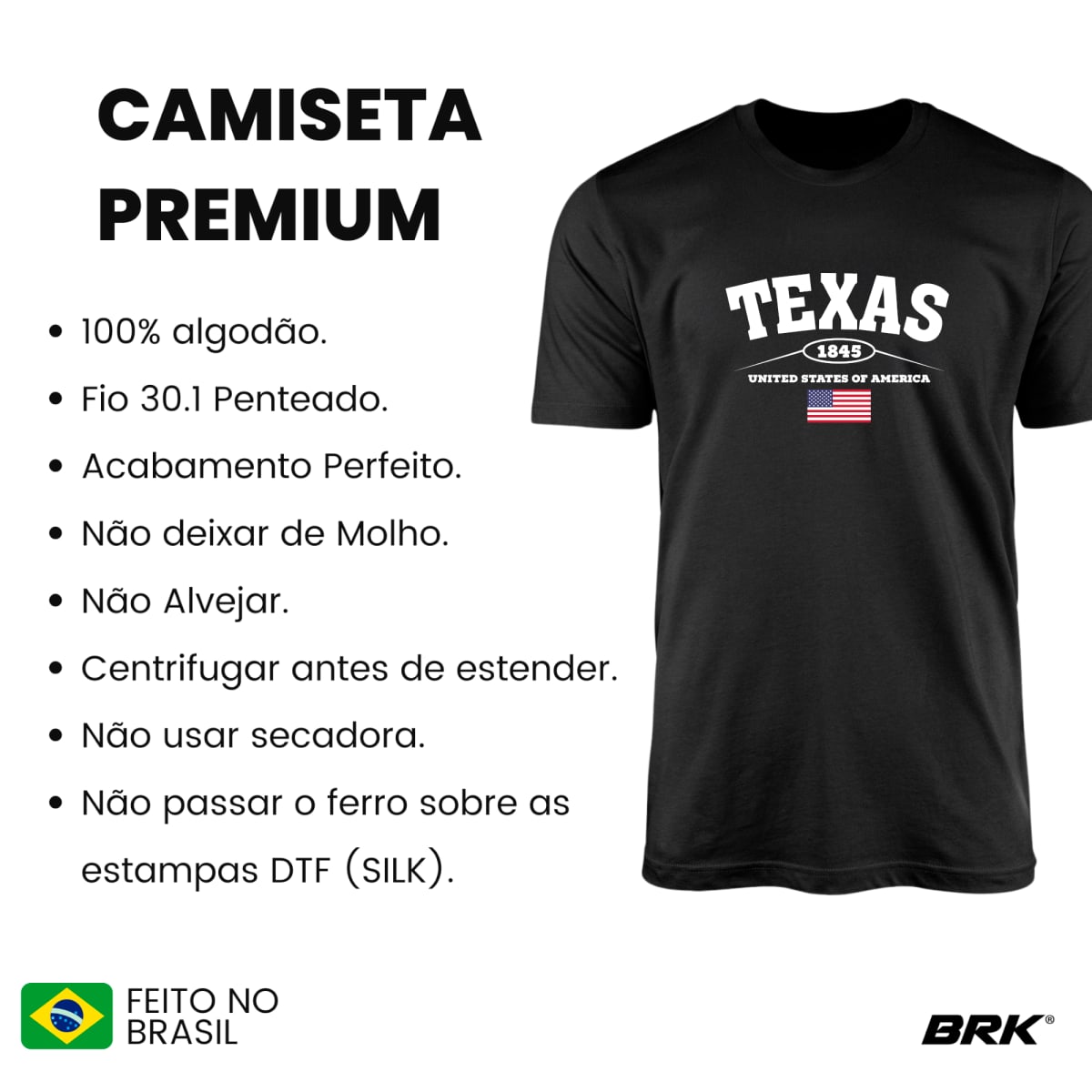 Camiseta Agro Brk Texas United States Of América com Algodão Premium - Brk Agro