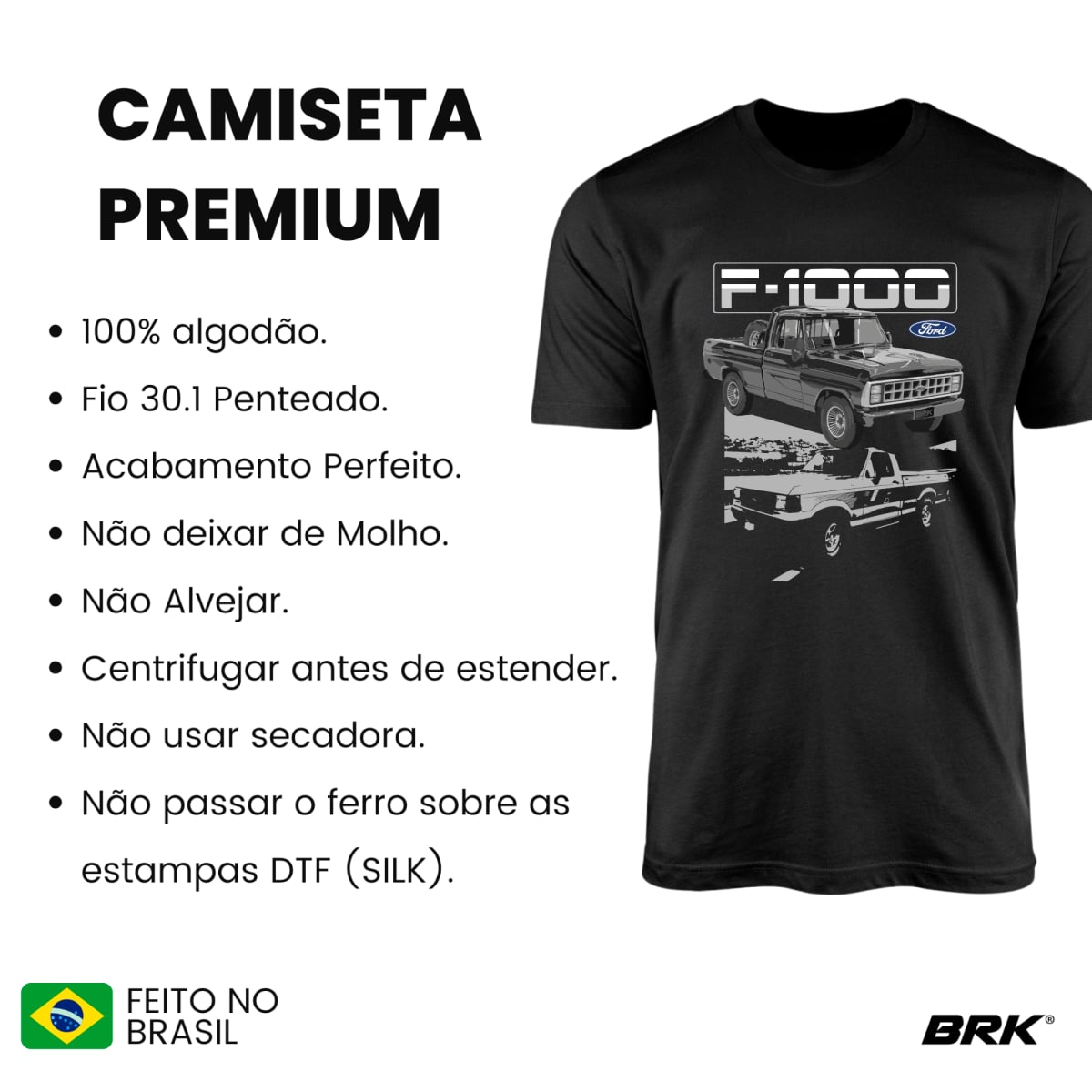 Camiseta Agro Brk Caminhonete F1000 com Algodão Premium - Brk Agro
