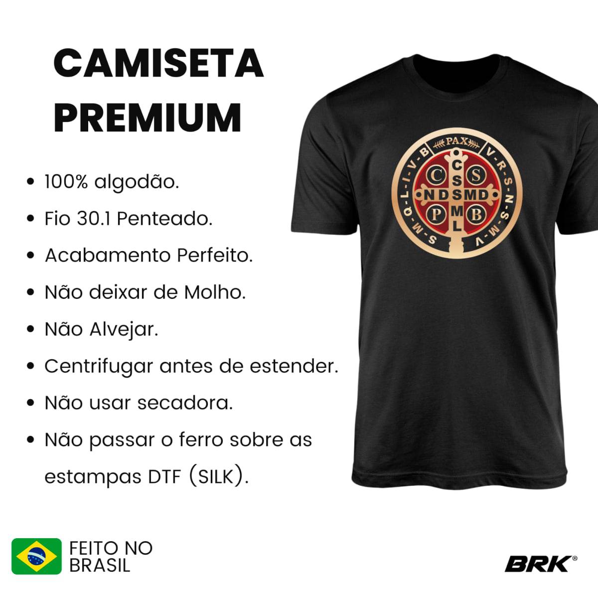 Camiseta Agro Brk Medalhão São Bento Algodão Premium - Brk Agro