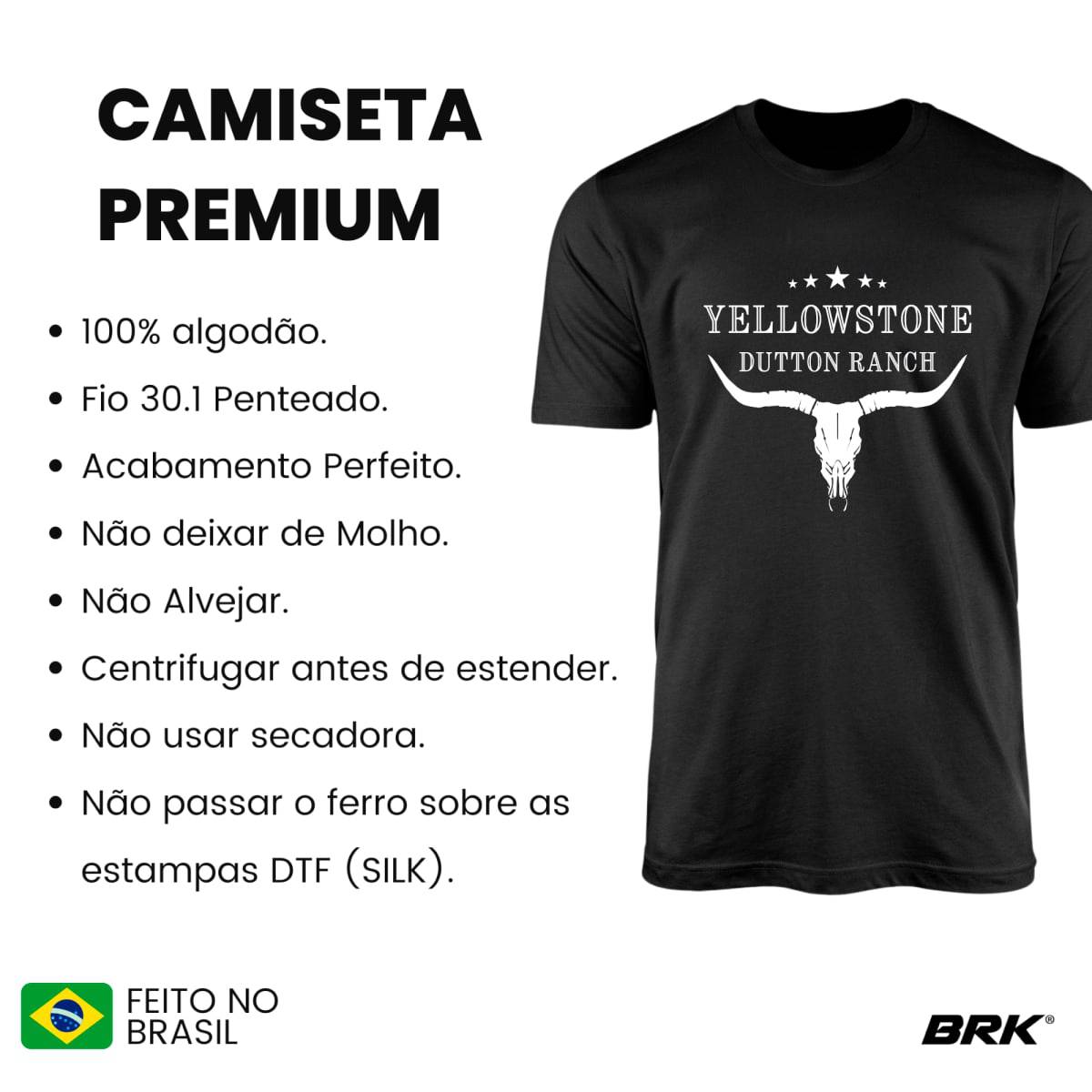 Camiseta Agro Brk Yellowstone Dutton Ranch Branca com Algodão Premium - Brk Agro