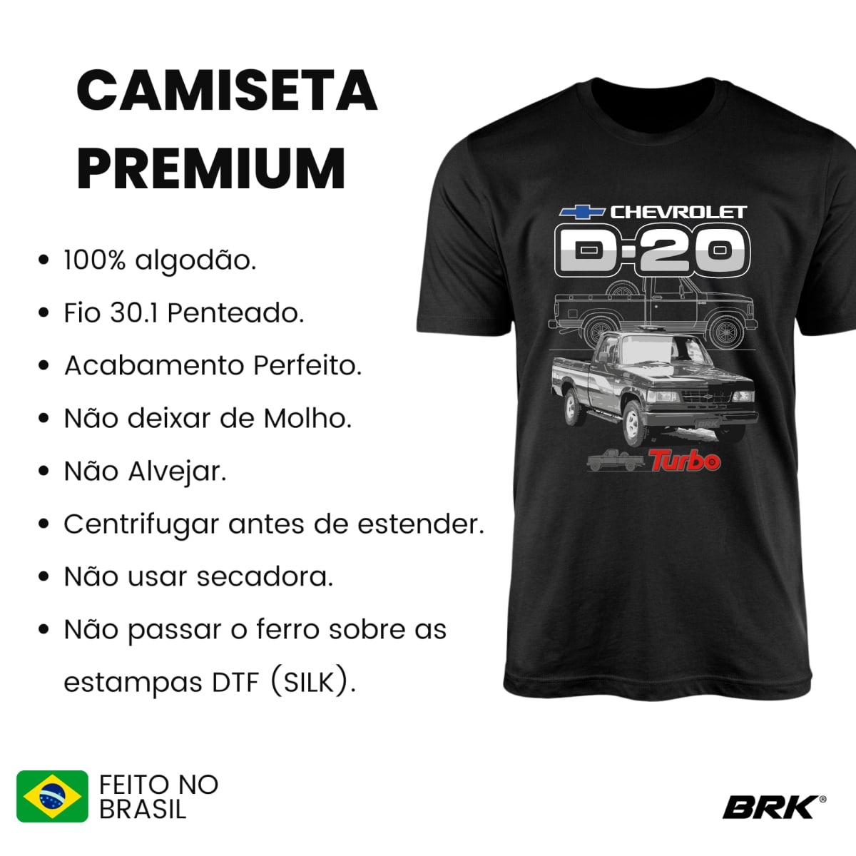 Camiseta Brk Caminhonete D20 Turbo com Algodão Premium - Brk Agro