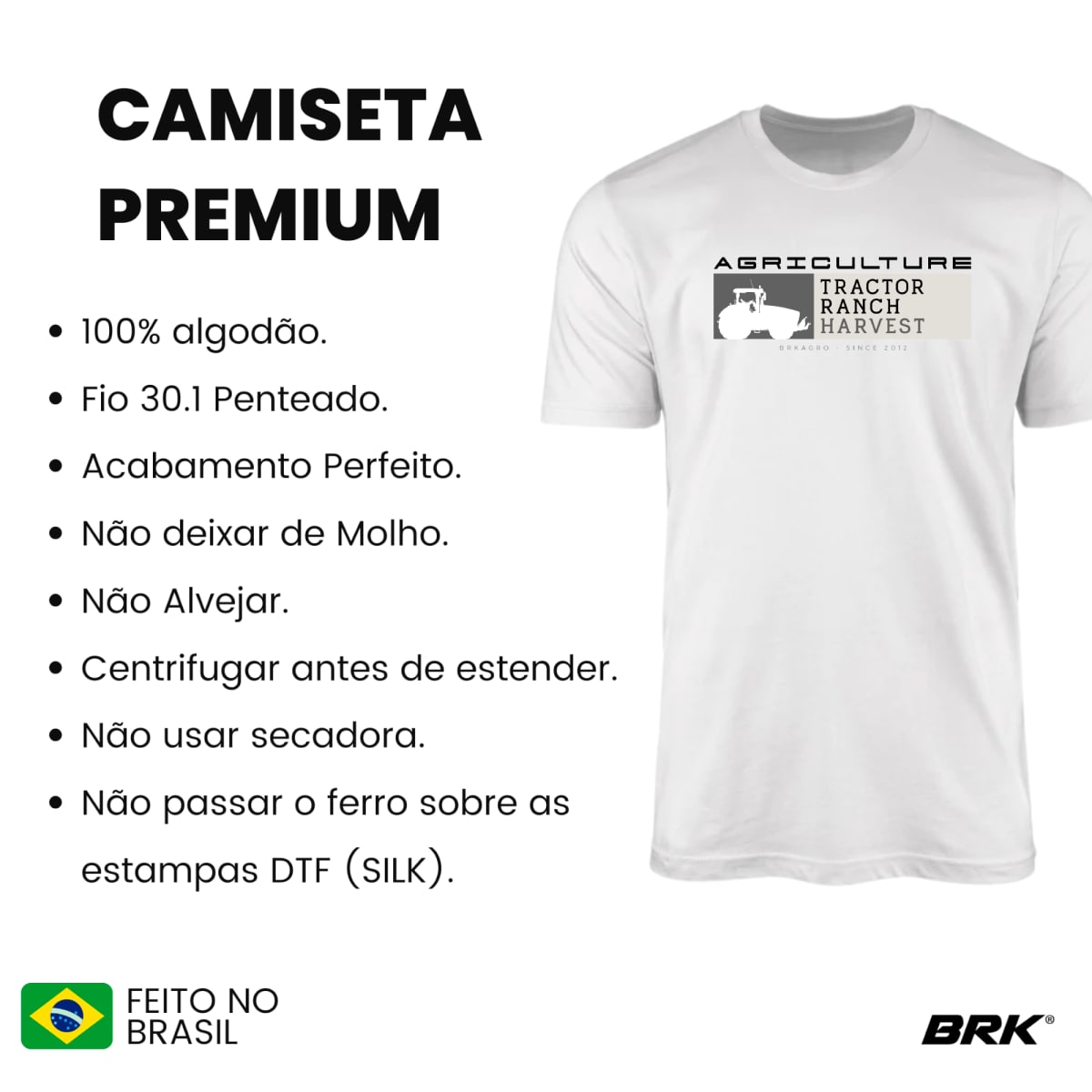 Camiseta Agro Brk Agriculture Trator Algodão Premium - Brk Agro