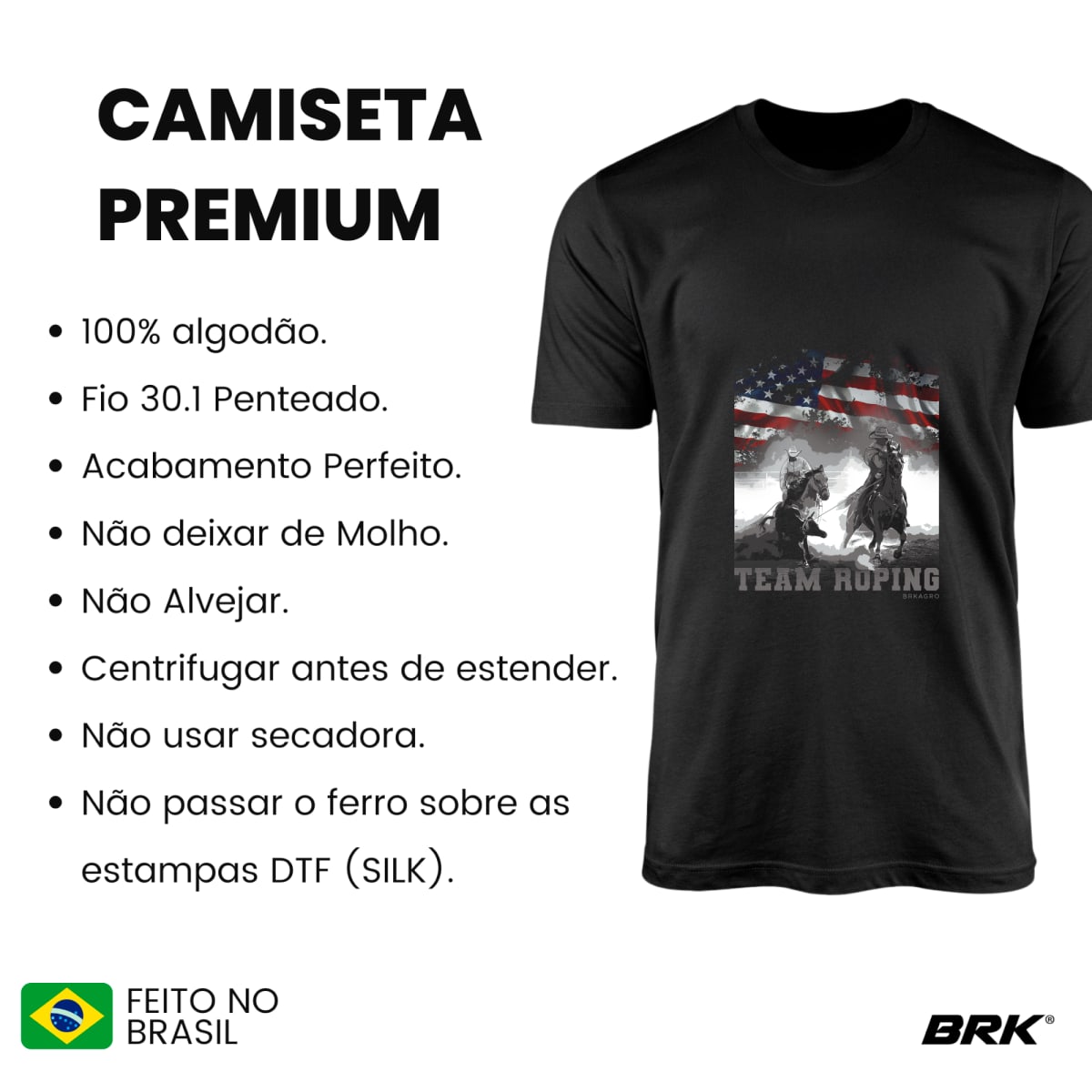 Camiseta Agro Brk Team Roping USA com Algodão Premium - Brk Agro