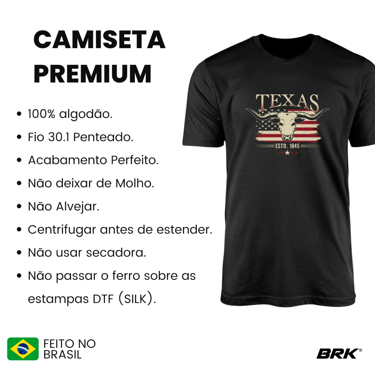 Camiseta Agro Brk Texas 1845 com Algodão Premium - Brk Agro