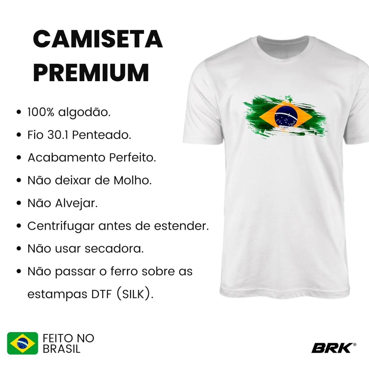 Camiseta Agro Brk Bandeira do Brasil Aquarela com Algodão Premium - Brk Agro