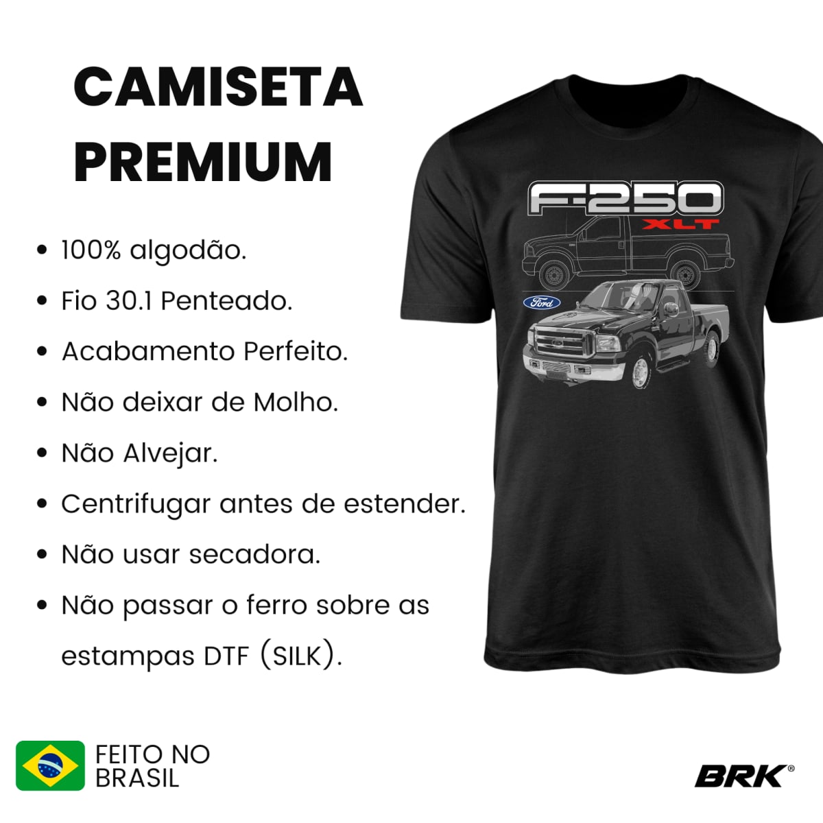 Camiseta Agro Brk Caminhonete F-250 XLT com Algodão Premium - Brk Agro