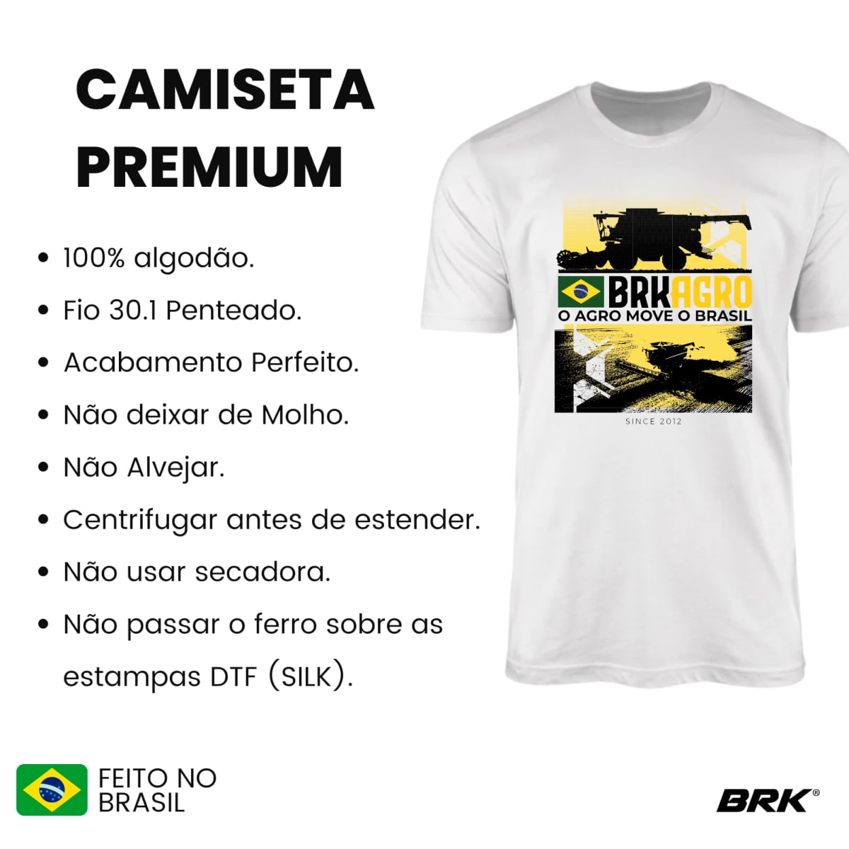 Camiseta Agro Brk O Agro Move o Brasil Algodão Premium - Brk Agro