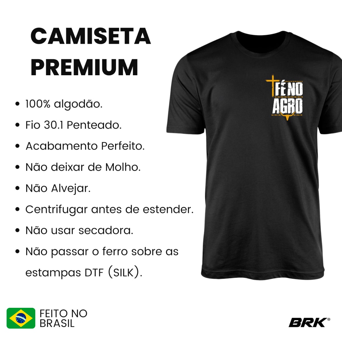Camiseta Agro Brk Fé no Agro com Algodão Premium - Brk Agro