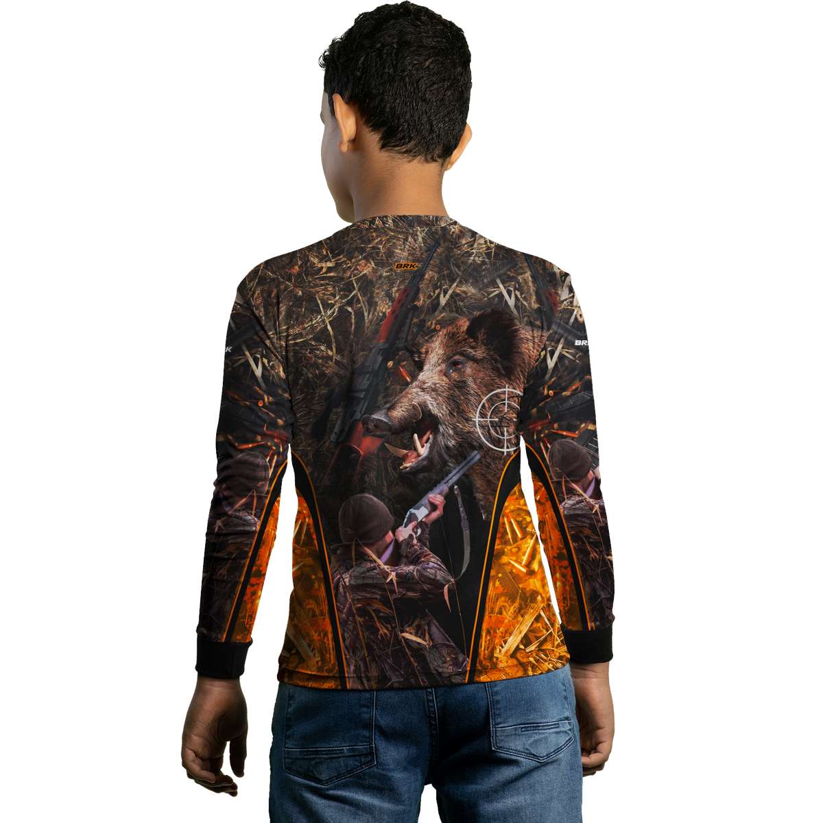 Camisa Agro Brk Camuflado Laranja Javali com Proteção Solar UV50+ - Brk Agro