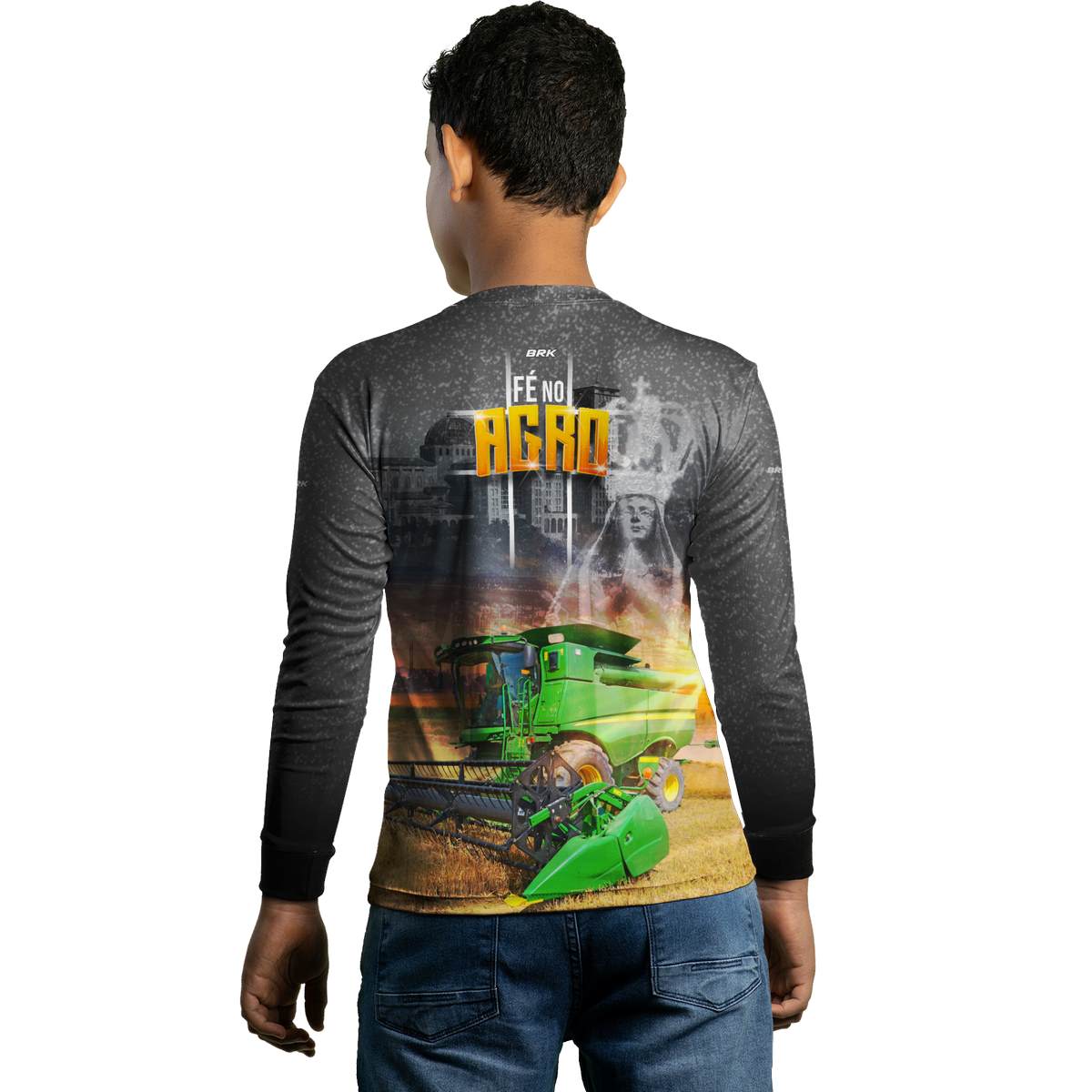 Camisa Agro Brk Colheitadeira Padroeira Fé no Agro com Proteção Solar UV50+ - Brk Agro