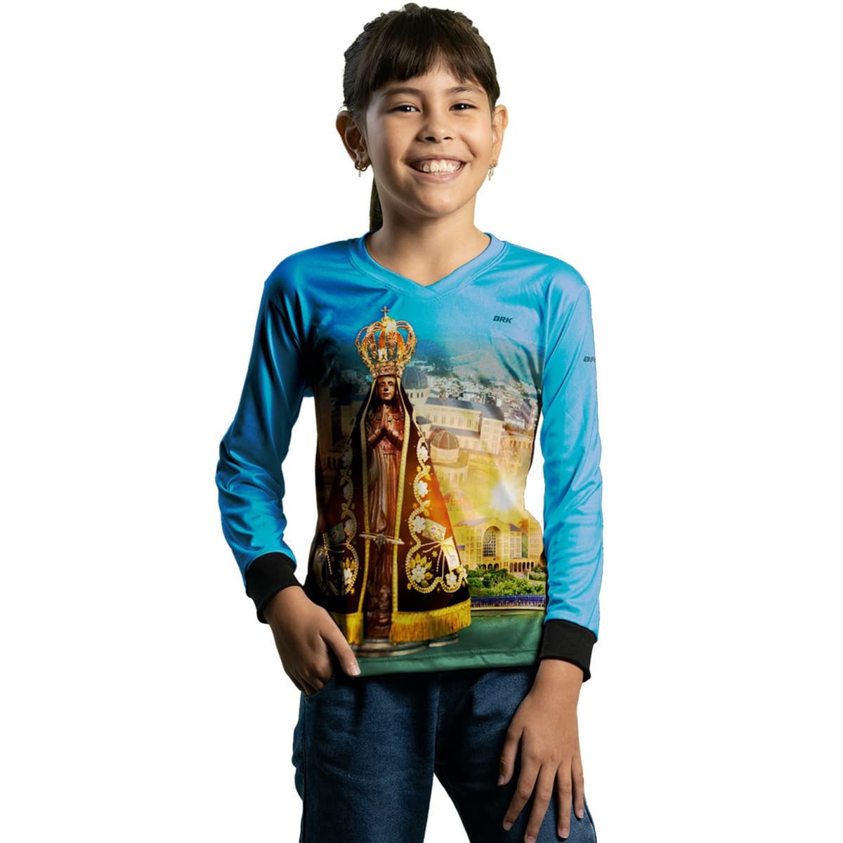 Camisa Agro Brk Azul Nossa Senhora com Proteção Solar UV50+ - Brk Agro