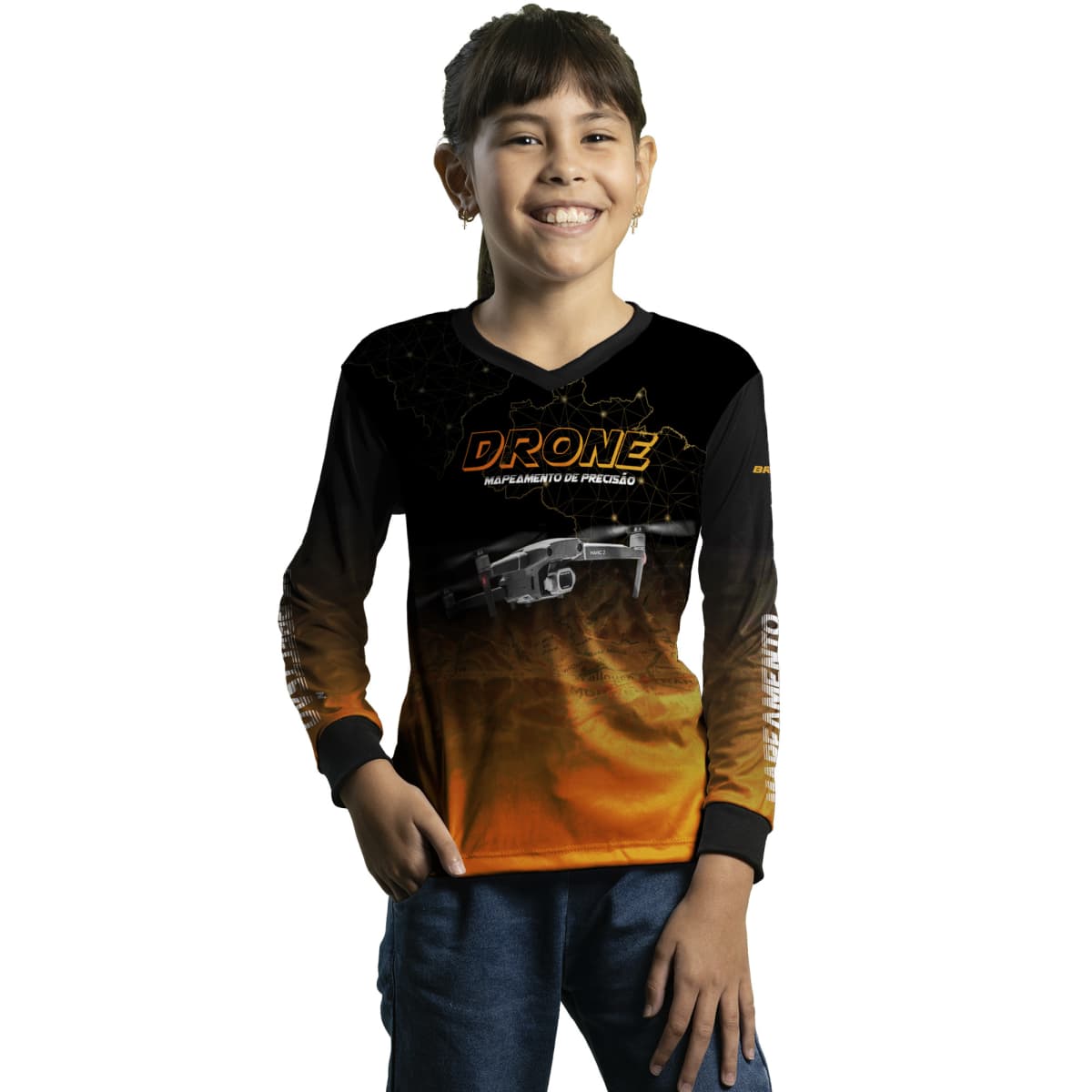 Camisa Agro Brk Drone Mapeamento DJI Laranja com Proteção Solar UV50+ - Brk Agro
