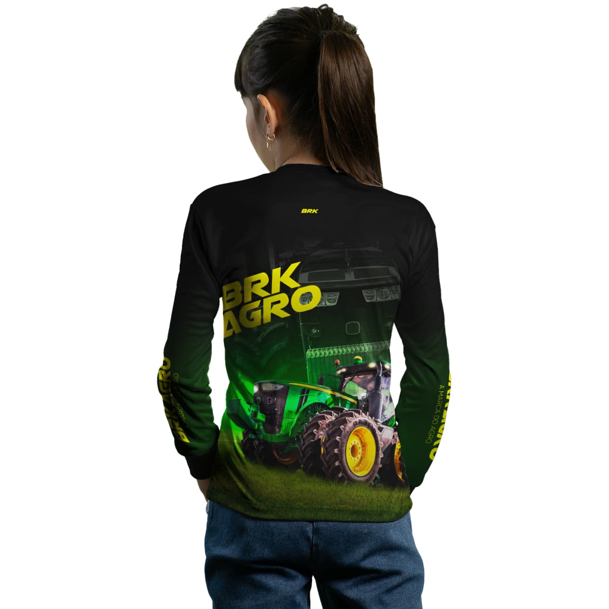 Camisa Agro Brk Trator 8250R Preta com Proteção Solar UV50+ - Brk Agro