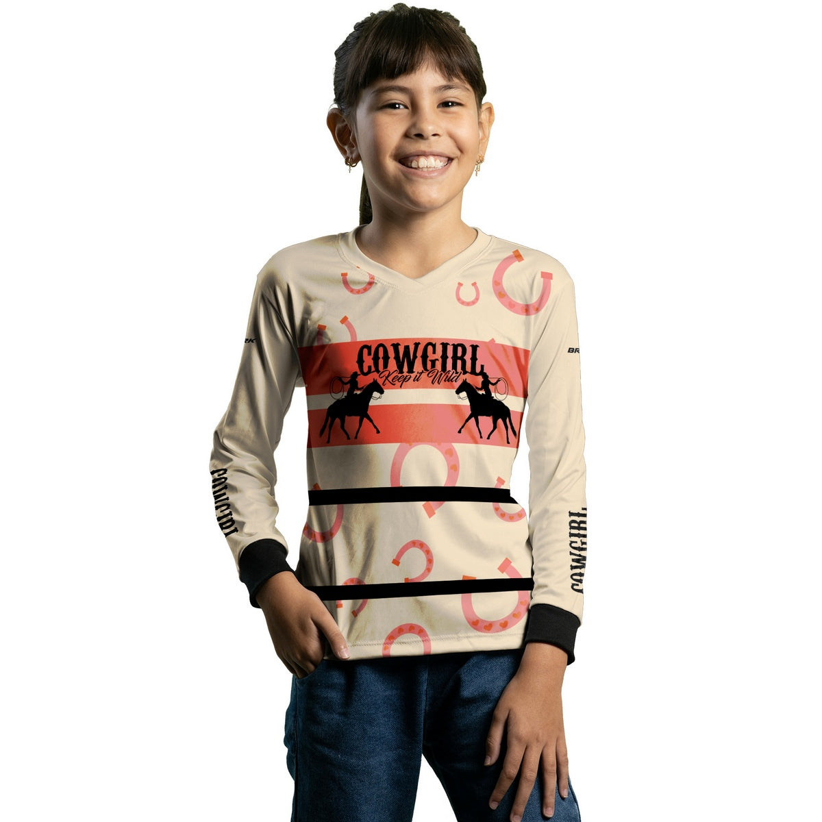 Camisa Infantil Agro Brk Cowgirl Ferradura com Proteção Solar UV50+ - Brk Agro