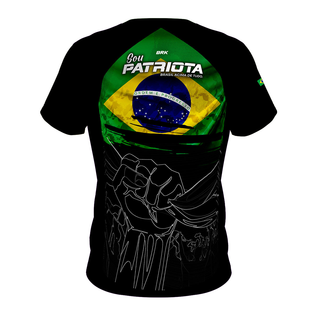 Camisa Agro Feminina Brk Brasil Patriota Preta com Proteção UV50+