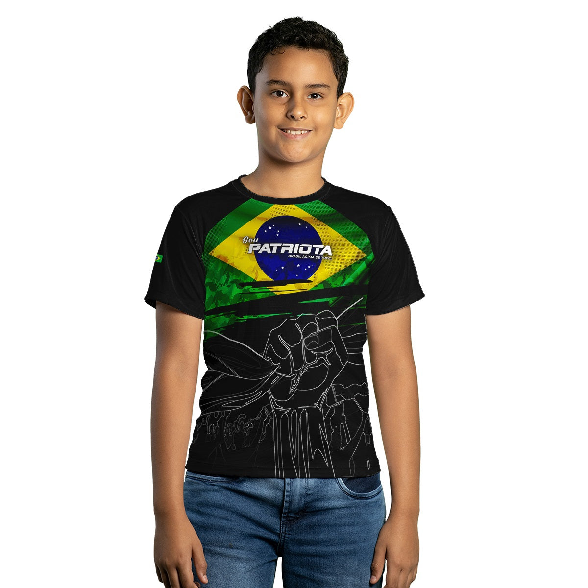Camisa Agro Infantil Brk Patriota Preta com Proteção UV50+ - Brk Agro