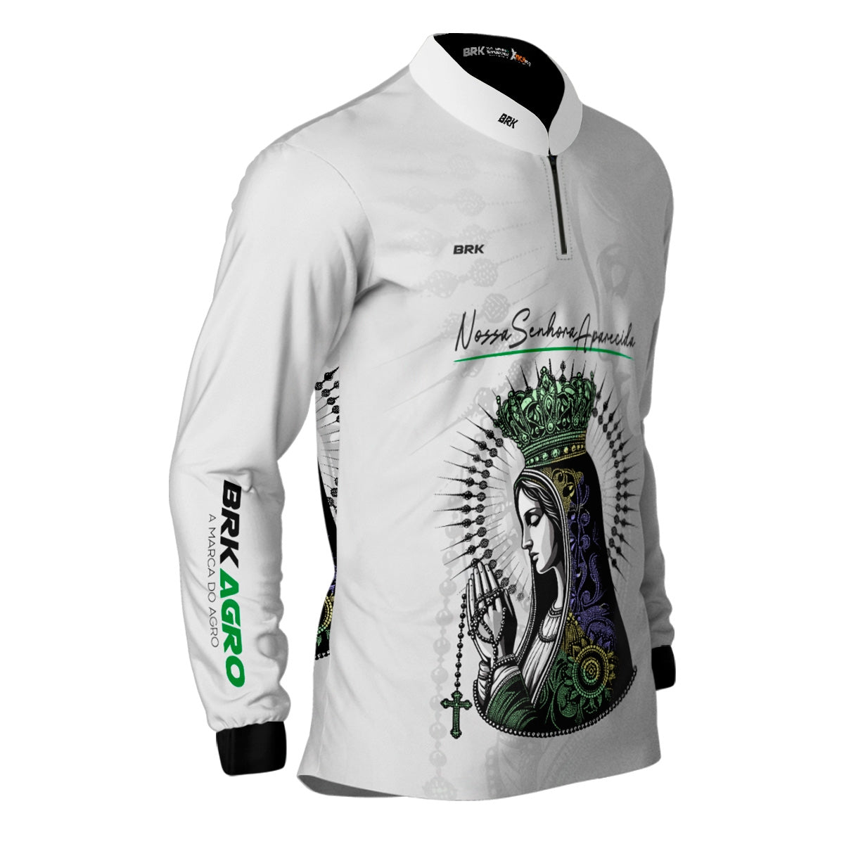 Camisa Agro Brk Feminina Branca Padroeira com Proteção Solar UV50+ - Brk Agro