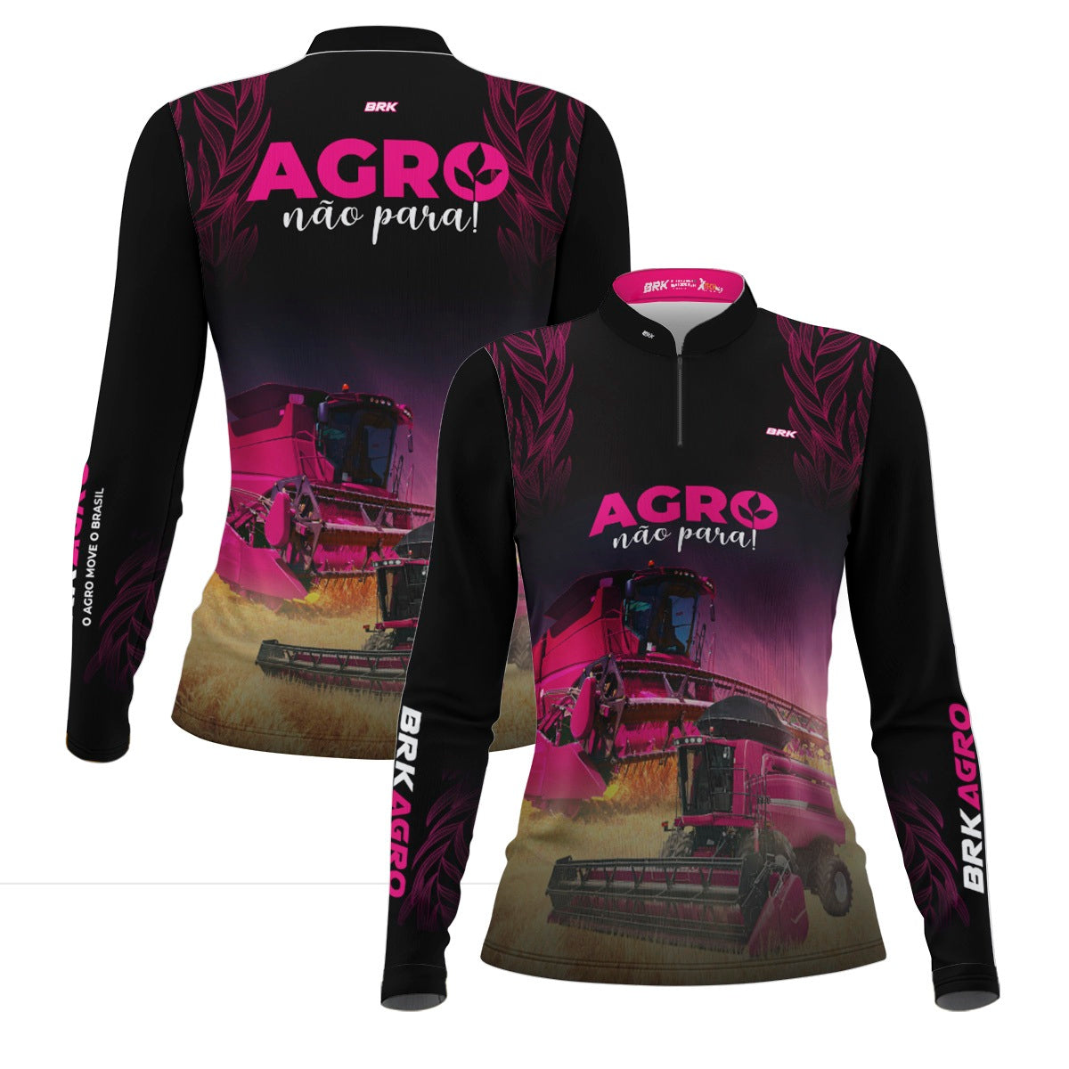 Camisa Feminina Agro Brk O Agro Não Para Preta com Proteção Solar UV50+ Envio Imediato