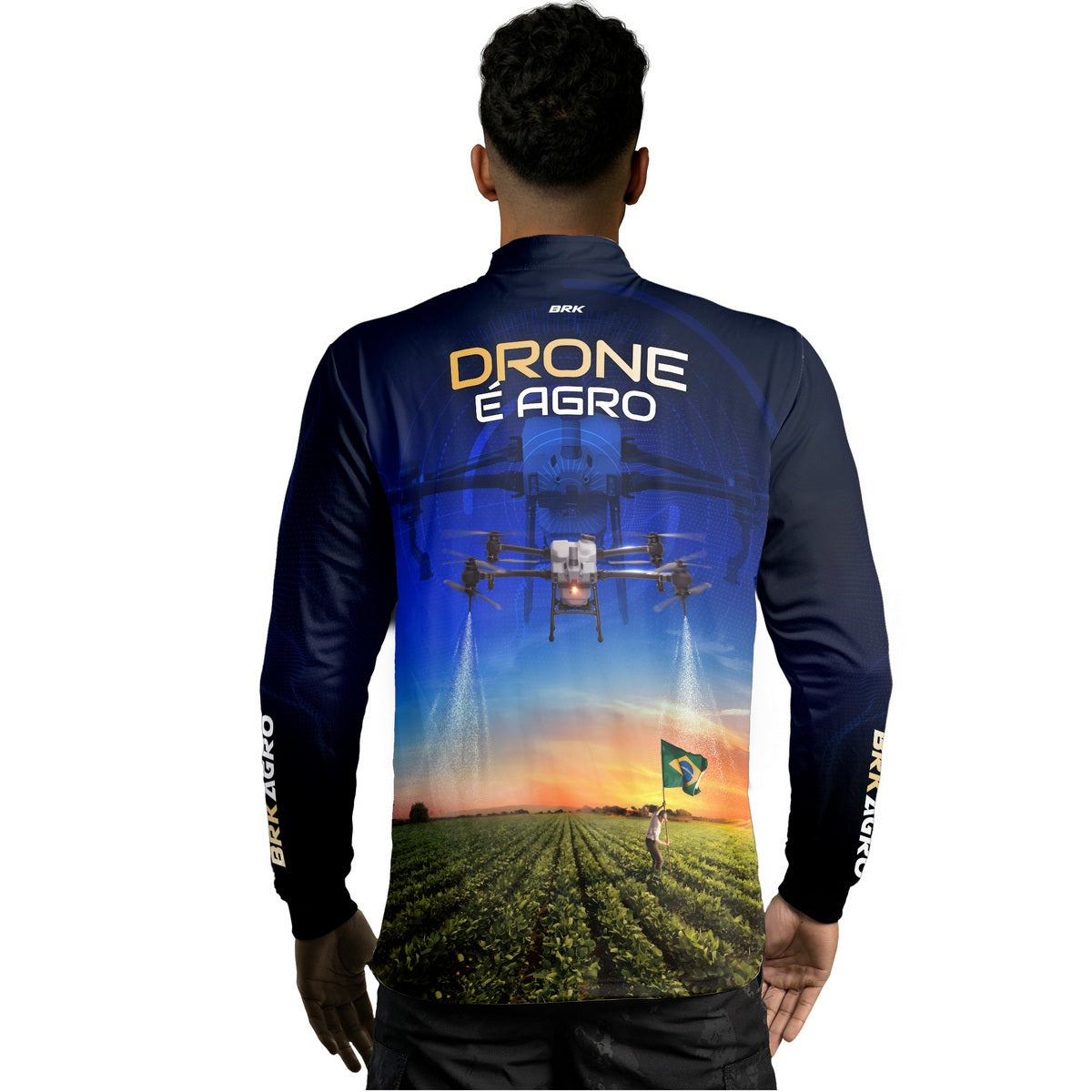 Camisa Agro Brk Drone Bandeira do Brasil com Proteção Solar UV50+ - Brk Agro