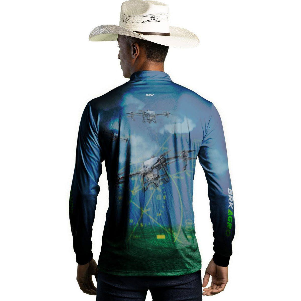 Camisa Agro Brk Drone T40 Air Force Azul com Proteção Solar UV50+ - Brk Agro