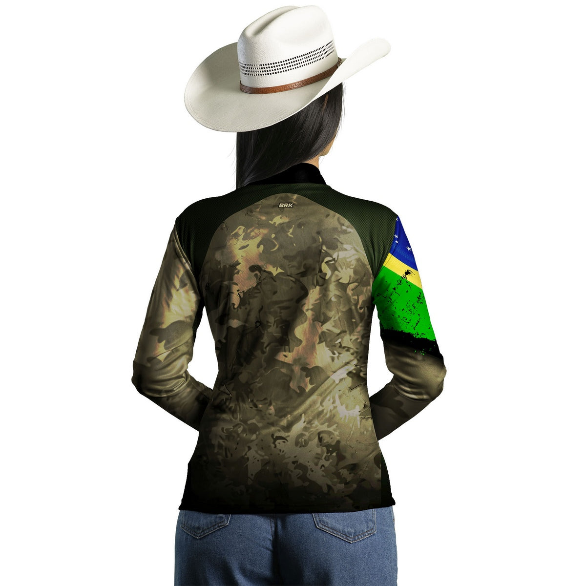 Camisa Agro Feminina Brk Camuflada Bandeira do Brasil com Proteção Solar UV50+ - Brk Agro