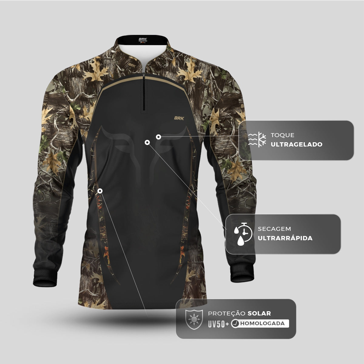 Camisa Agro Brk Camuflada Long Horn com Proteção Solar UV50+ - Brk Agro