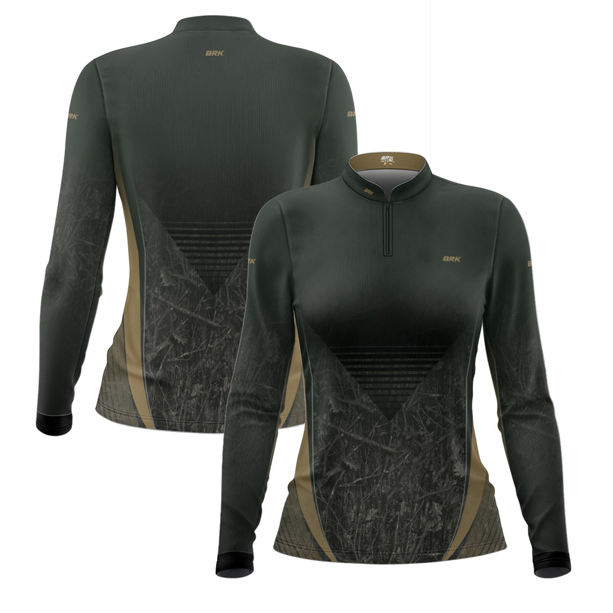Camisa Agro Feminina Brk Camuflada Verde com Proteção Solar UV50+ - Brk Agro