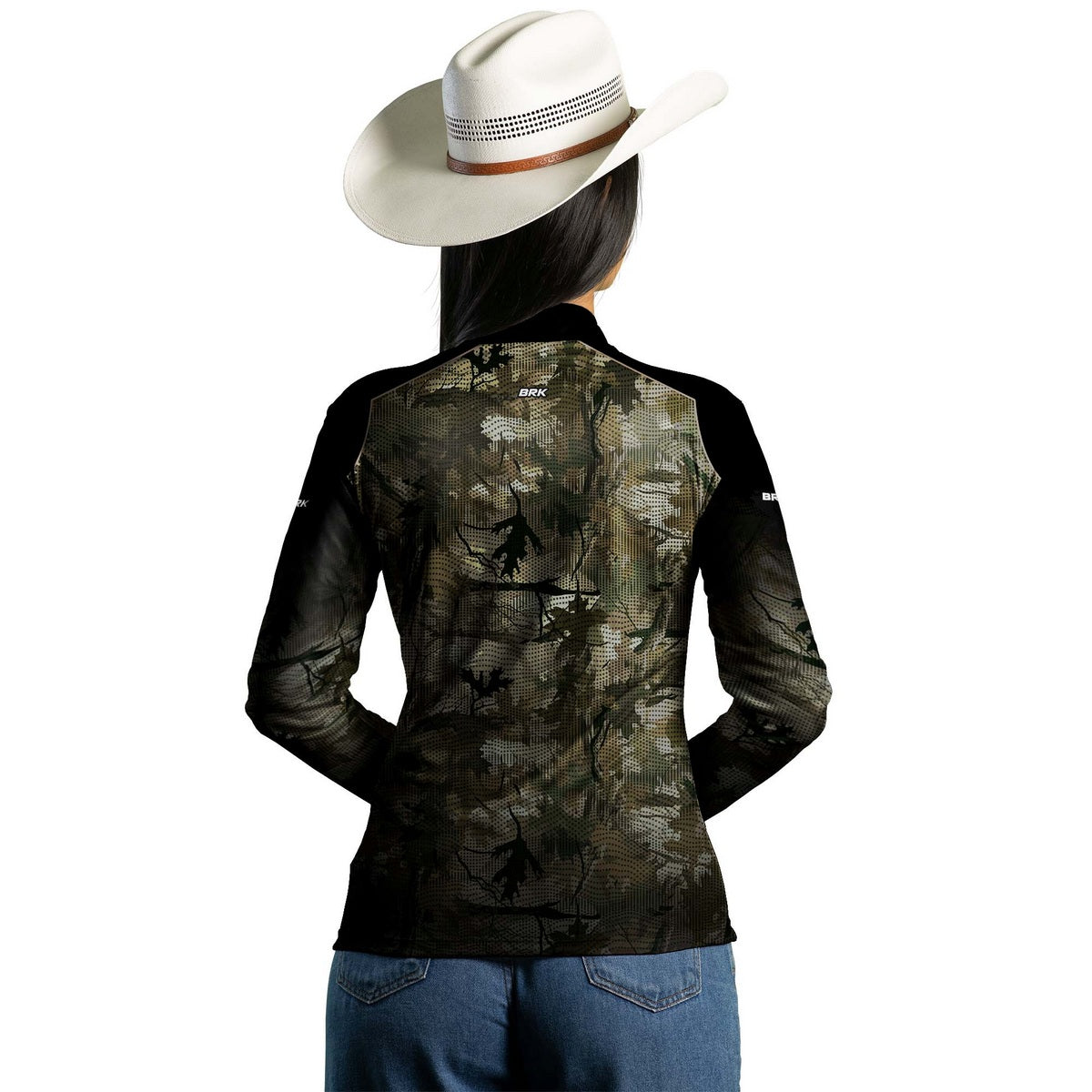 Camisa Agro Feminina Brk Camuflada Verde Folhas com Proteção Solar UV50+ - Brk Agro