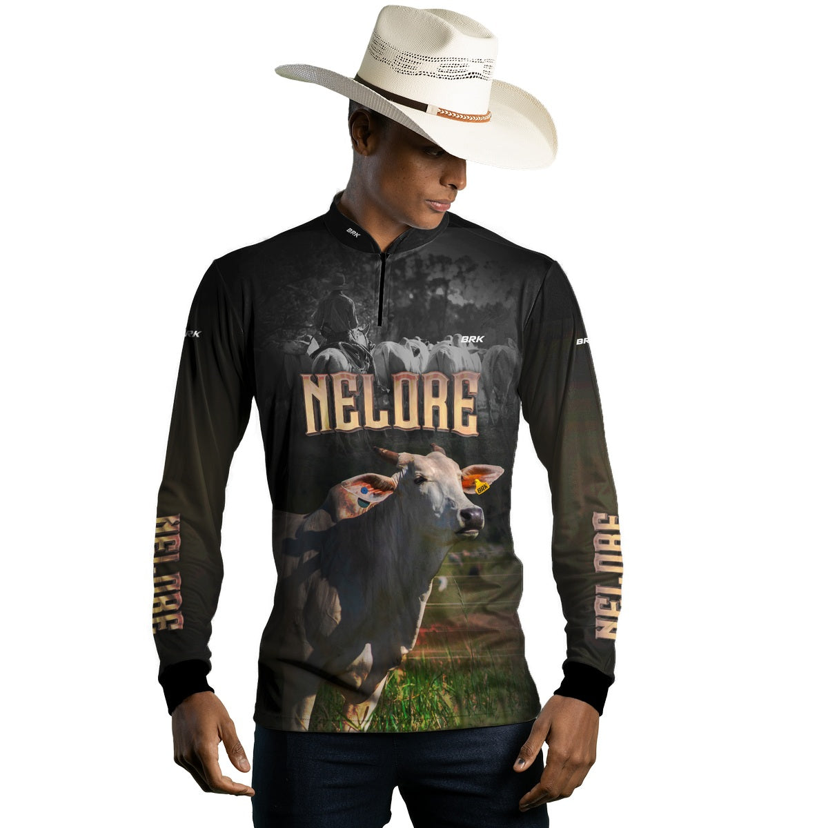 Camisa BRK Agro Raça Nelore com UV50 - Tamanho:M - Envio Imediato - Brk Agro