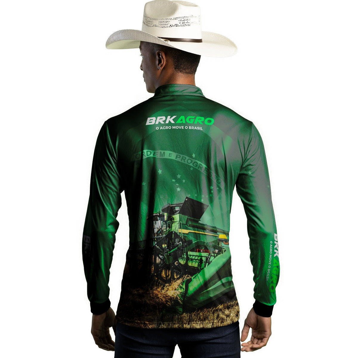 Camisa Agro Brk O Agro Move o Brasil Colheitadeira com Proteção Solar UV50+ - Brk Agro