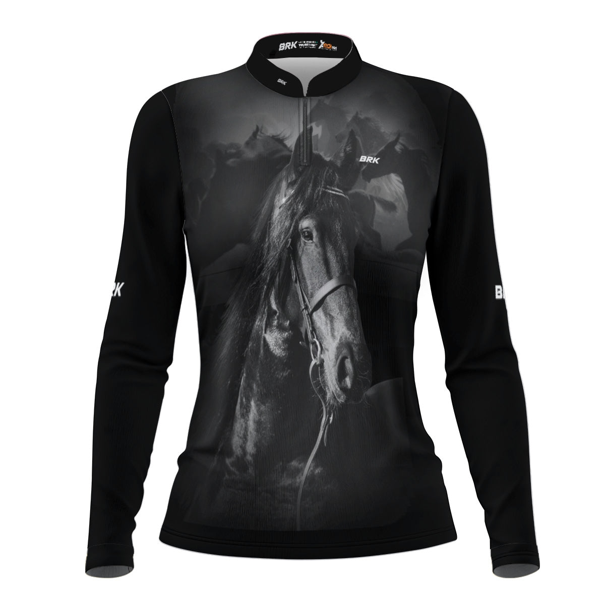 Camisa Feminina Agro Brk Cavalo Mangalarga Preta com Proteção Solar UV50+ - Brk Agro