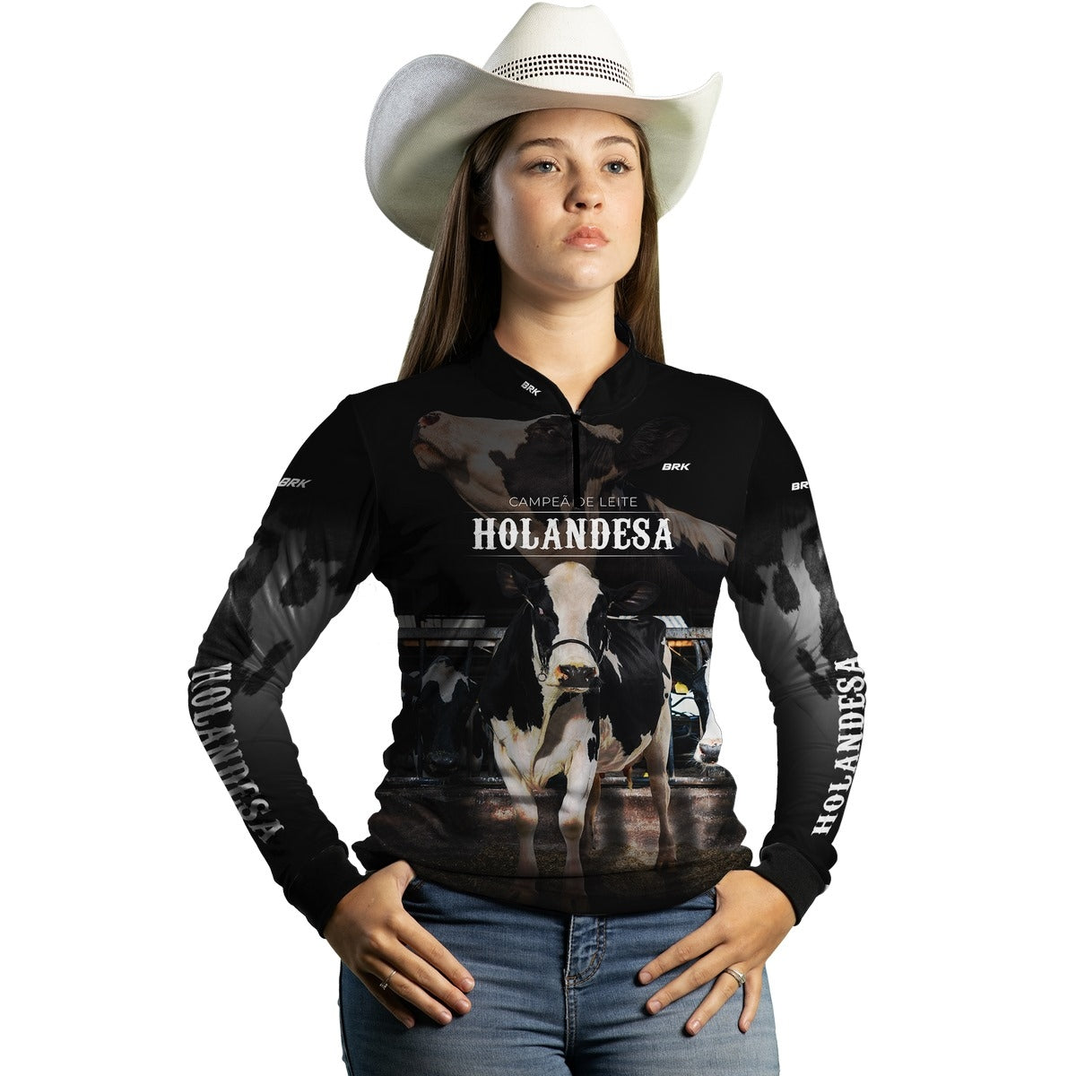 Camisa Agro Feminina Brk Vaca Holandesa com Proteção Solar UV50+ - Brk Agro