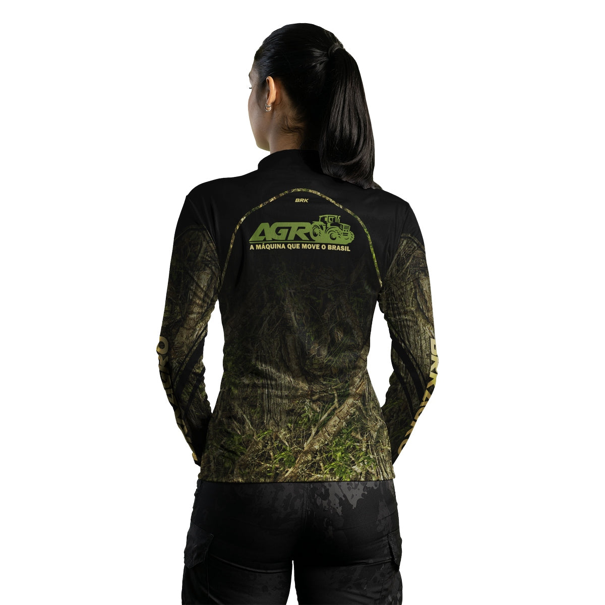 Camisa Agro Feminina Brk Camuflada O Agro Move o Brasil com Proteção Solar UV50+ - Brk Agro