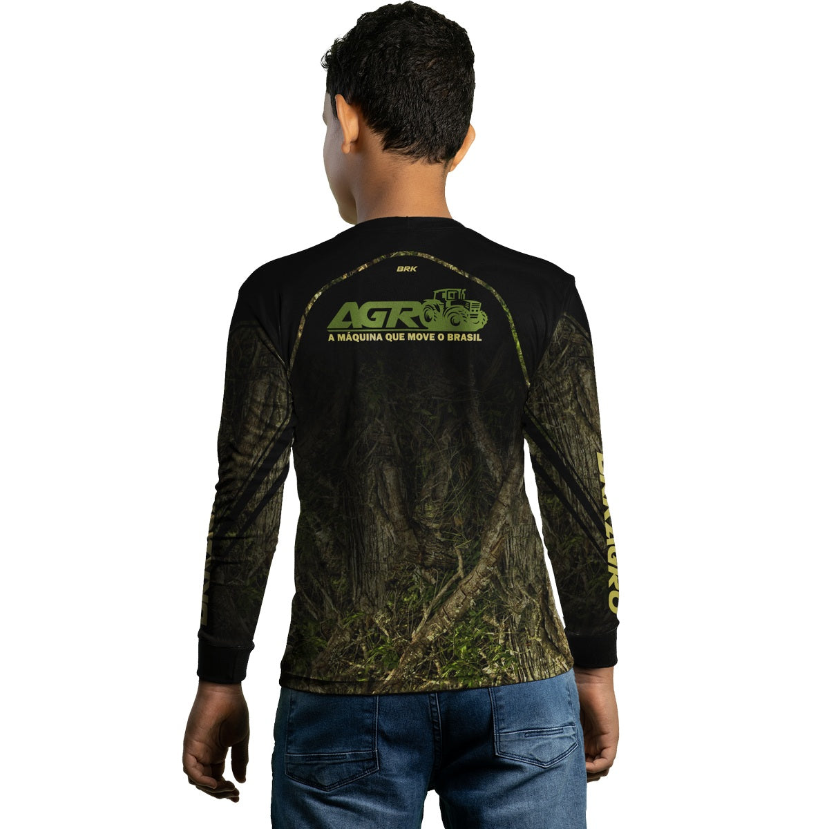 Camisa Agro Infantil Brk Camuflada O Agro Move o Brasil com Proteção Solar UV50+ - Brk Agro