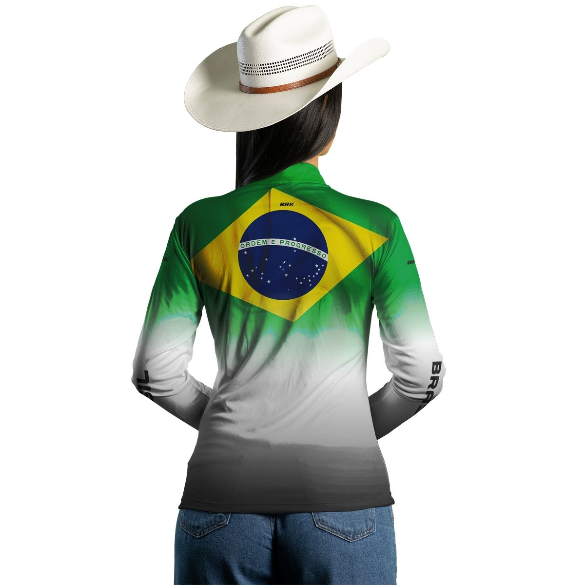Camisa Feminina Agro Brk Brasil Branca com Proteção Solar UV50+ - Brk Agro