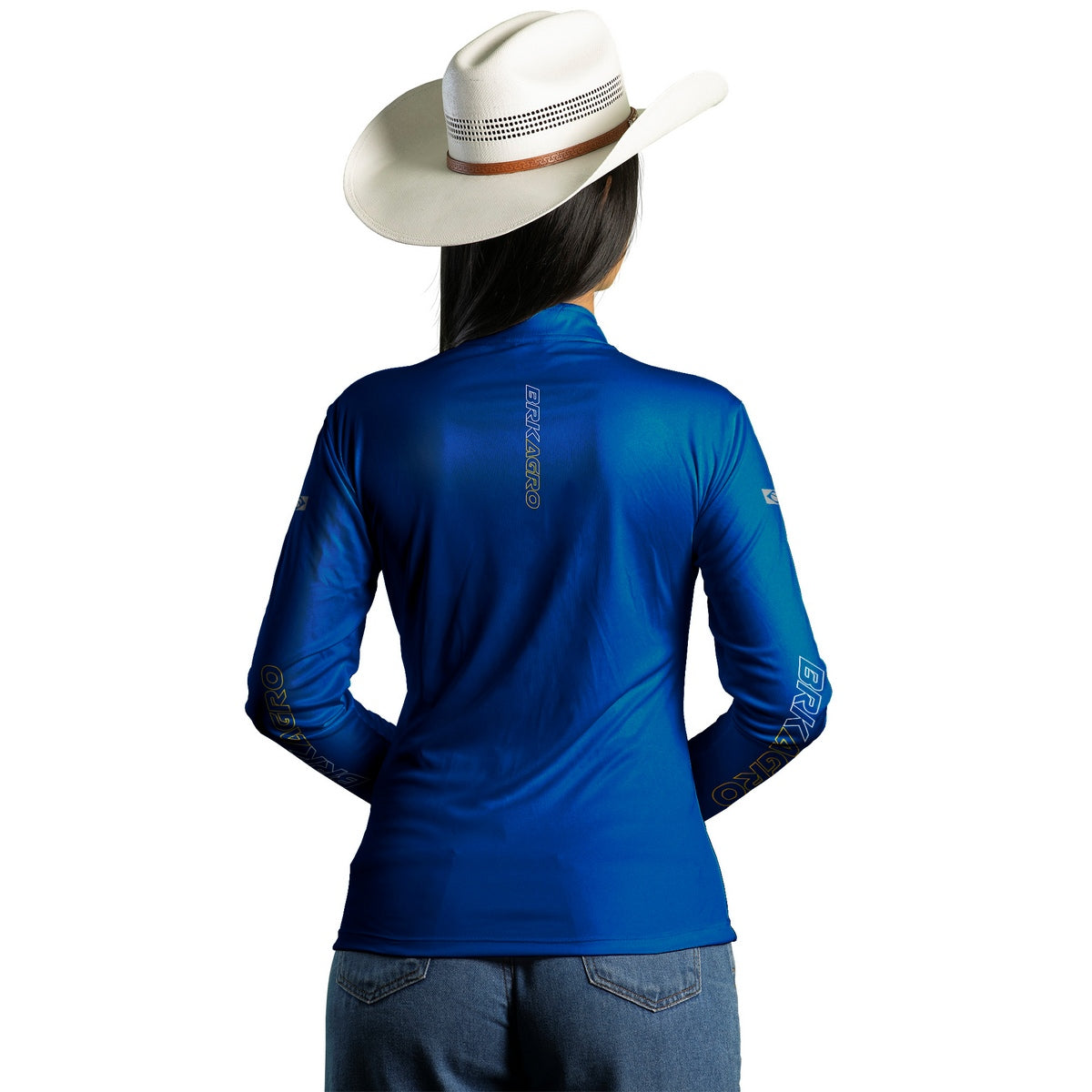Camisa Feminina Agro Brk Básica Azul com Proteção Solar UV50+ - Brk Agro