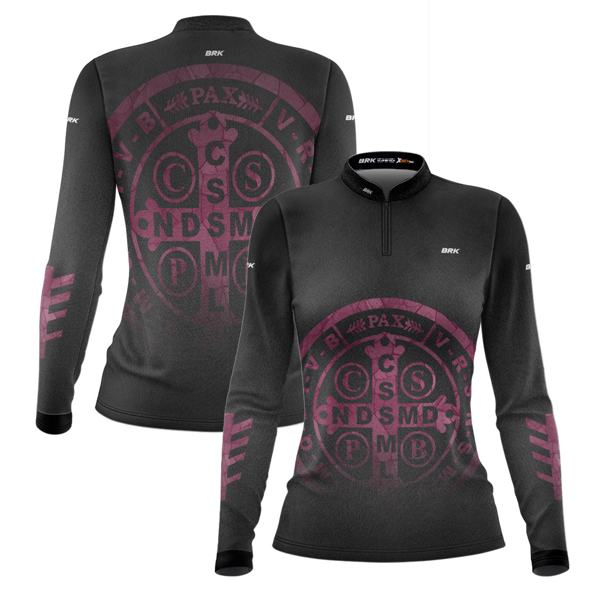 Camisa Feminina Agro Brk Medalhão de São Bento Rosa com Proteção Solar UV50+ - Brk Agro