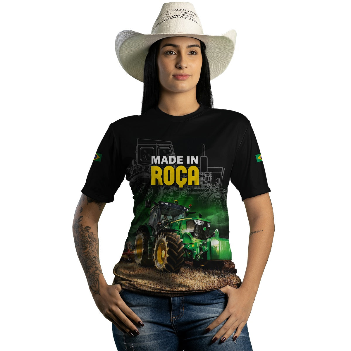 Camiseta Agro Feminina Brk Made in Roça com Proteção Solar UV50+