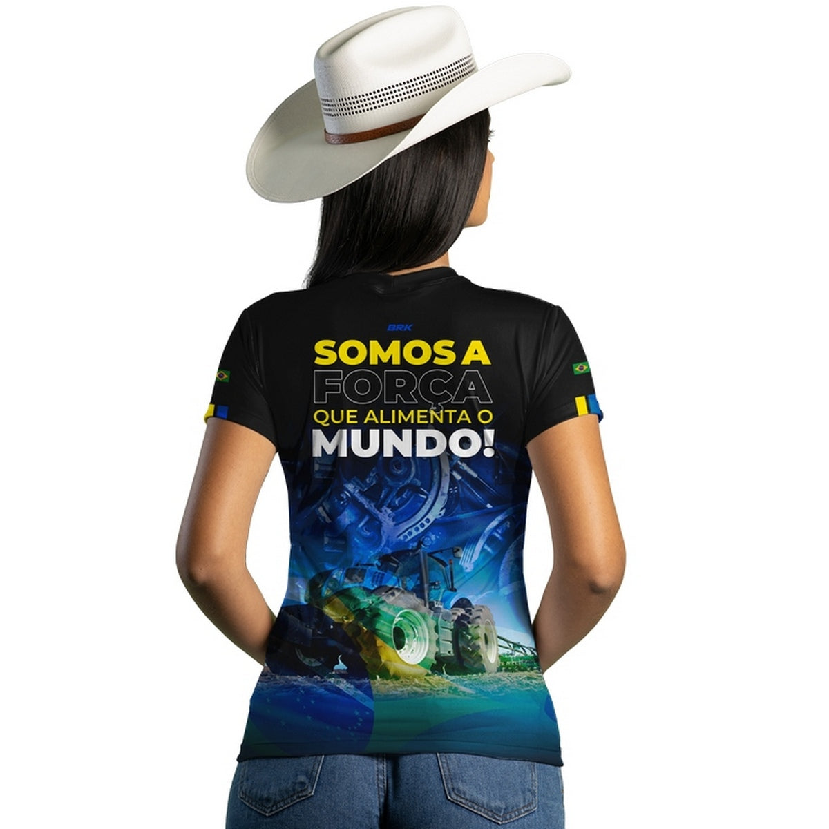 Camiseta Agro Feminina Brk A Força que Alimenta o Mundo com Proteção Solar UV50+