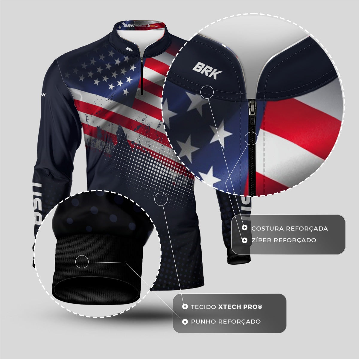 Camisa Brk Estados Unidos Com Proteção Solar UV50 Envio Imediato - Brk Agro