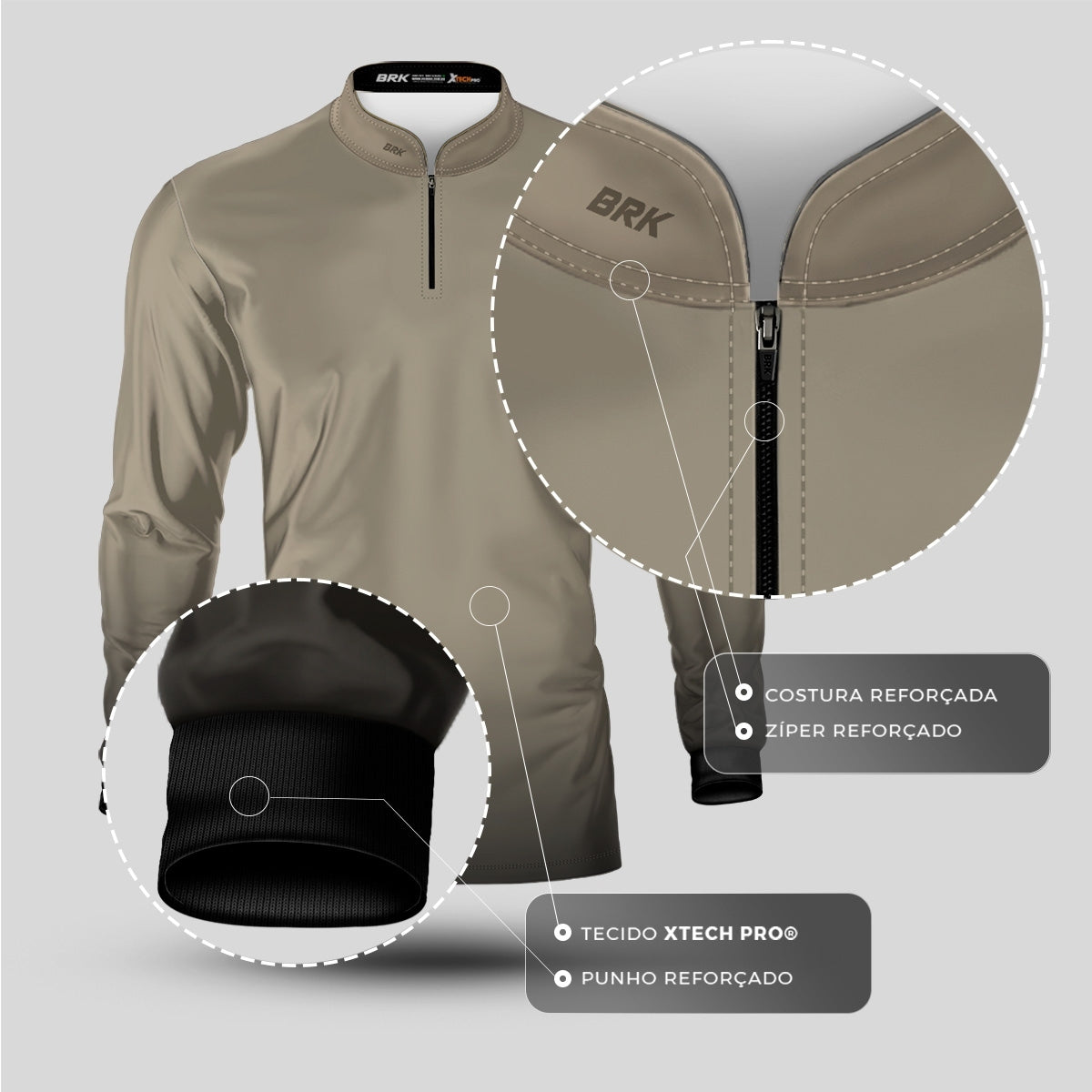 Camisa Agro Brk Unissex Basic Areia com Proteção Solar UV50+ Envio Imediato - Brk Agro