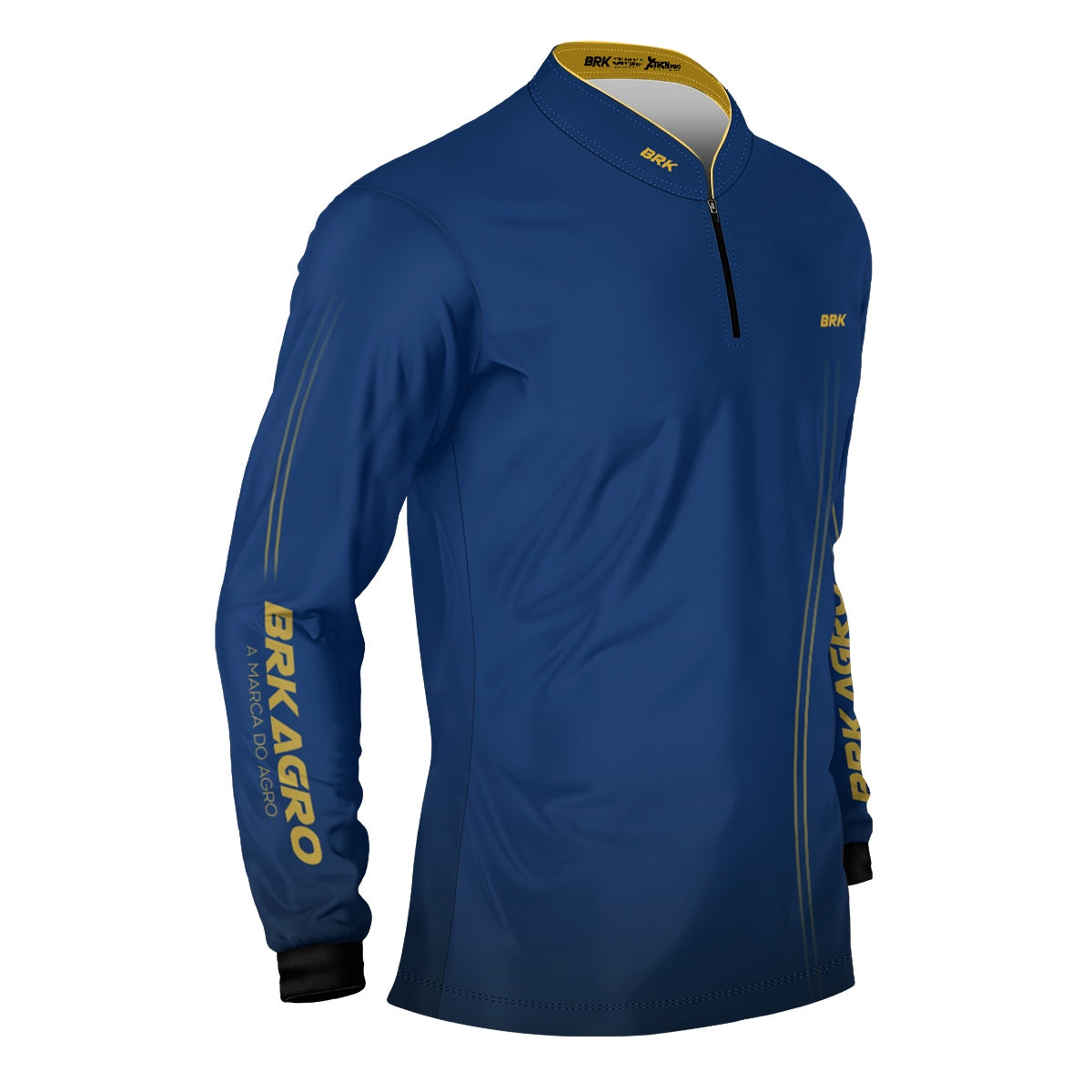 Camisa Agro Brk Básica Azul e Amarelo com Proteção Solar UV50+ - Brk Agro