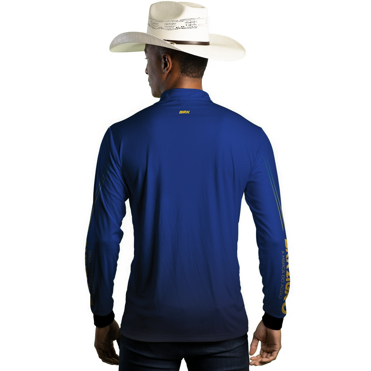 Camisa Agro Brk Básica Azul e Amarelo com Proteção Solar UV50+ - Brk Agro